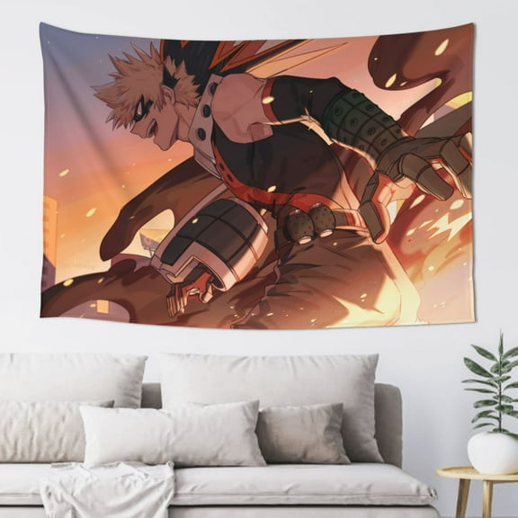 My Hero Academia Bakugo Katsuki Tapestry Wall Hanging Home Decoration Wall Blanket Dormitory Living Room Bedroom Backdrop Poster( 60x40inch)