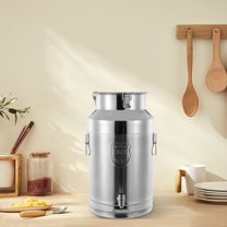 Stainless Steel Milk Can Wine Pail Boiler Tote Jug Lid 9.25 Gallon W/ Faucet 30L