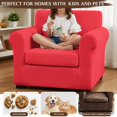 thumbnail image 5 of Psesaysky 2 Piece Armchair Slipcovers for Living Room, Solid Red Armchair Chair Cover Armchair Protector with Separate Cushion Cover, Anti Slip Furniture Cover for Pet and Kid, 5 of 8