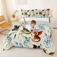 thumbnail image 3 of Homewish Wild Dragon Queen Comforter Set,Vintage Animals Comforter Sets Queen,Beige,Light Gray Reversible,3pcs,1 Comforter and 2 Pillowcases, 3 of 7
