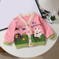 thumbnail image 2 of YunPes Baby Girls Cute Knit Cardigan Long Sleeve V Neck Rabbit Graphic Printed Sweaters Fall Winter Outerwear Birthday Jacket Coat, 2 of 8