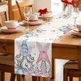 thumbnail image 5 of Gnomes Easter Table Runner - 36 Inch Long Colorful Spring Floral Weeping Eggs Retro Art Cotton and Linen Blended Dress Scarves Farmhouse Table Runner for Kitchen Dining, Coffee Table, 13" x 36", 5 of 8