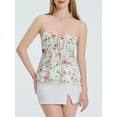 thumbnail image 3 of Gupgi Women Flower Tube Top Strapless Tie Front Smocked Bandeau Tops Off Shoulder Ruffle Vest, 3 of 9