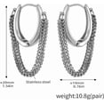 thumbnail image 6 of Chain Tassel Round Dangle Hoop Earrings for Women Stainless Steel Huggie Hoops Earrings Geometric Thick Chains Dangling Charm Hinged Earrings Jewelry, 6 of 12