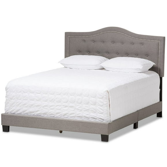 Baxton Studio Emerson Tufted King Low Profile Bed in Light Gray