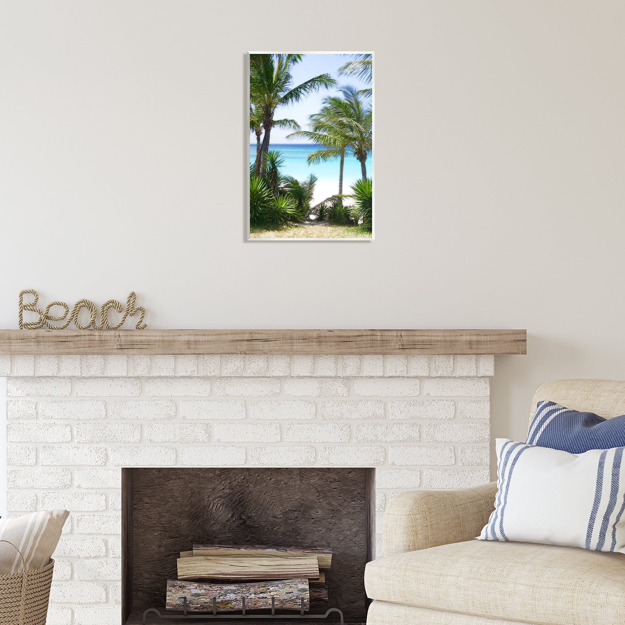 Stupell Industries Palm Trees Near Beach Nature Photography Unframed Art Print Wall Art, 13 x 19
