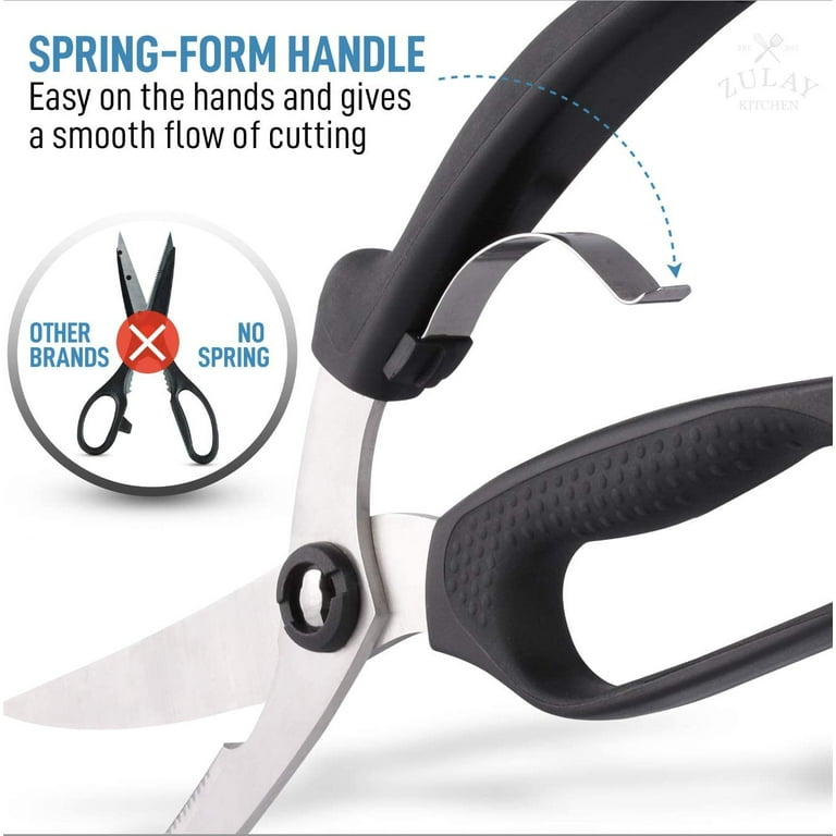 Jasni Heavy Duty Kitchen Shears, Spring Loaded Poultry Shears Stainles –