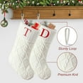 thumbnail image 4 of Christmas Stockings with Initials, 20” Large Embroidered Monogram Knitted Stockings for Family, Kids, Xmas Holiday Party Gifts & Decoration for Fireplace, White, 4 of 10