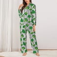 thumbnail image 2 of Picia Broccoli 2 Pattern Women’s Long-Sleeve Sleepwear Set - Soft 2-Piece Loungewear with Pockets, Comfy PJs for Relaxing Nights-XX-Large, 2 of 7