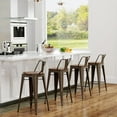 24" Swivel Bar Stools Counter Height Stools with Backs Wood Seat