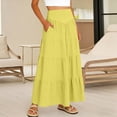 thumbnail image 6 of GUACER Women's High Waisted Tiered Maxi Skirt with Pockets Boho A-Line Flowy Long Skirt Lightweight Summer Swing Skirts, 6 of 8
