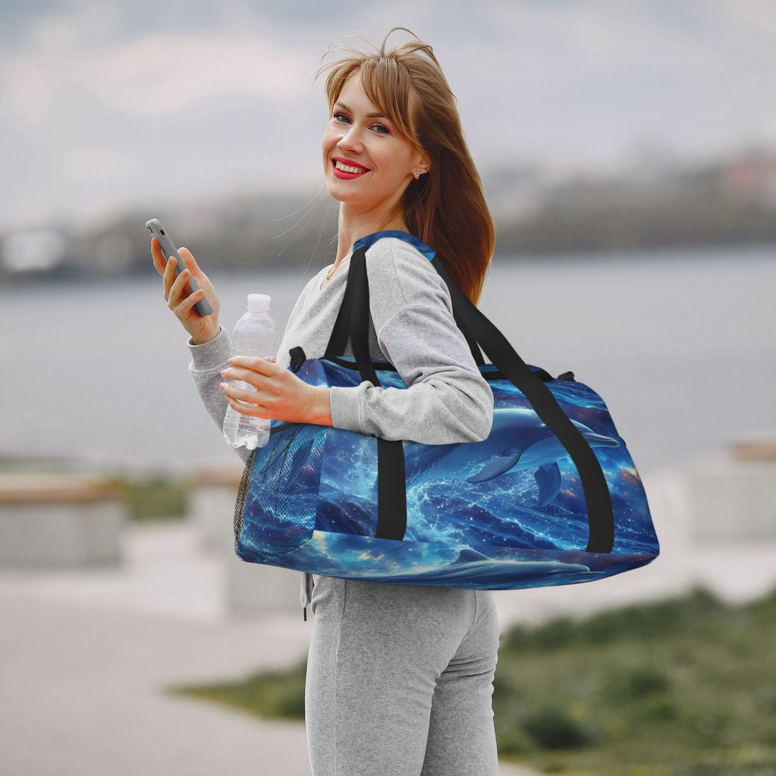 Fuzoiu Beautiful Ocean Dolphin Print Travel Duffle Bag,Carry On Tote Bags,Duffel Bag,Sport Gym Bag, Hospital Bag for Labor and Delivery, Overnight Bag,Luggage Bag
