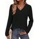 thumbnail image 1 of Camiseta PRETTYGARDEN de manga larga con cuello en V y tejido acanalado XL, 1 of 5