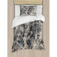 thumbnail image 3 of Marble Duvet Cover Set King Size, Ceramic Style Grunge Scratches with Formless Lines and Cracks Artwork, Decorative 3 Piece Bedding Set with 2 Pillow Shams, Tan Beige Dark Taupe, by Ambesonne, 3 of 3
