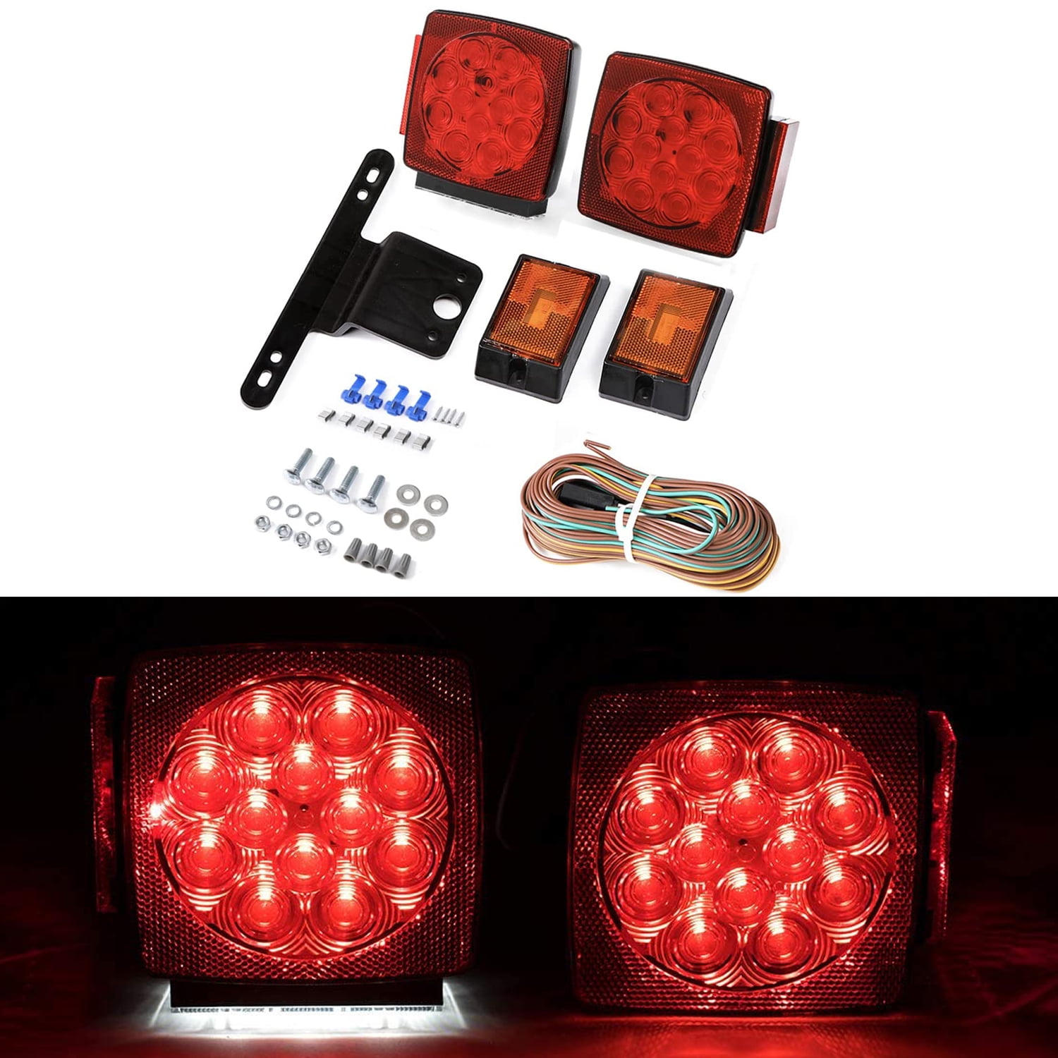 Exclusive Trailer Light kit CZC AUTO 12V LED Submersible Trailer Tail Light Kit for Under 80 Inch Boat Trailer RV Marine 