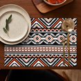 thumbnail image 4 of Flax Boho Rustic Tribal Style Placemats Set of 6, 12x18 Inch Artistic Vintage Table Mats, Washable Ethnic Decor for Farmhouse Dining Table and Nordic Kitchen Space, 4 of 5