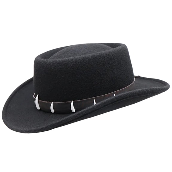 JZROCKER Stylish Wool Fedoras Hat with Faux Ethnic Decors Stage Show Top Hat for Western Styles Enthusiasts and Parties