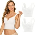 thumbnail image 6 of Womens Bras Push Up 2 Pieces Ladies Sports Bra No Wire Comfort Sleep Bra Pads Shaping Bra Cotton Bra White XL, 6 of 7