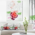 thumbnail image 1 of Beautiful Rose with Rose Sketches - Floral Canvas Art Print, 1 of 4