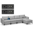 thumbnail image 1 of Costway Canapé Sectionnel Modulaire en L avec Méridienne Réversible et 4 Ports USB Gris Pâle, 1 of 10