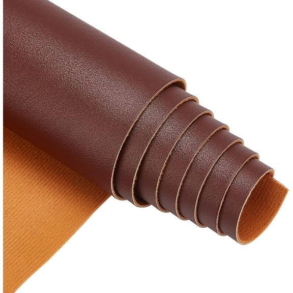 1Rolls 135x30cm/51.2x11.8" Leather Fabric 1.2mm thick Hard Leather Sheets for DIY Crafts Garment Accessories Coconut Brown
