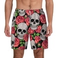 thumbnail image 2 of Goofa Skull and Roses Printed Men's Swim Trunks Board Shorts Quick Dry Mens Swimming Trunks with Compression Liner,Breathable Fit Hawaii Beach Shorts-X-Large, 2 of 9
