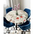 thumbnail image 5 of nqOlkjepod Vintage Botanical Round Tablecloth, Fitted Table Cover with Elastic for 55"-60" Round Tables, Summer Birds Pastoral Spring Floral Table Cloth Outdoor Dinning Party Waterproof Tablecloths, 5 of 6