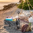 thumbnail image 4 of Heavy Duty Garden Folding Cart: 100kg Capacity, Flat Folding, Grey 600D Oxford Cloth & Silver Steel Frame for Yard, Beach, Camping, Groceries, 4 of 8