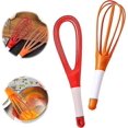 thumbnail image 1 of lot De 2 Fouets En Silicone Pliables (rouge + Orange), Mlangeur 2 En 1 Rotatif Utilization Simple Et Sre Pour Beurre D'uf, Ustensiles De Cuisine, 1 of 5