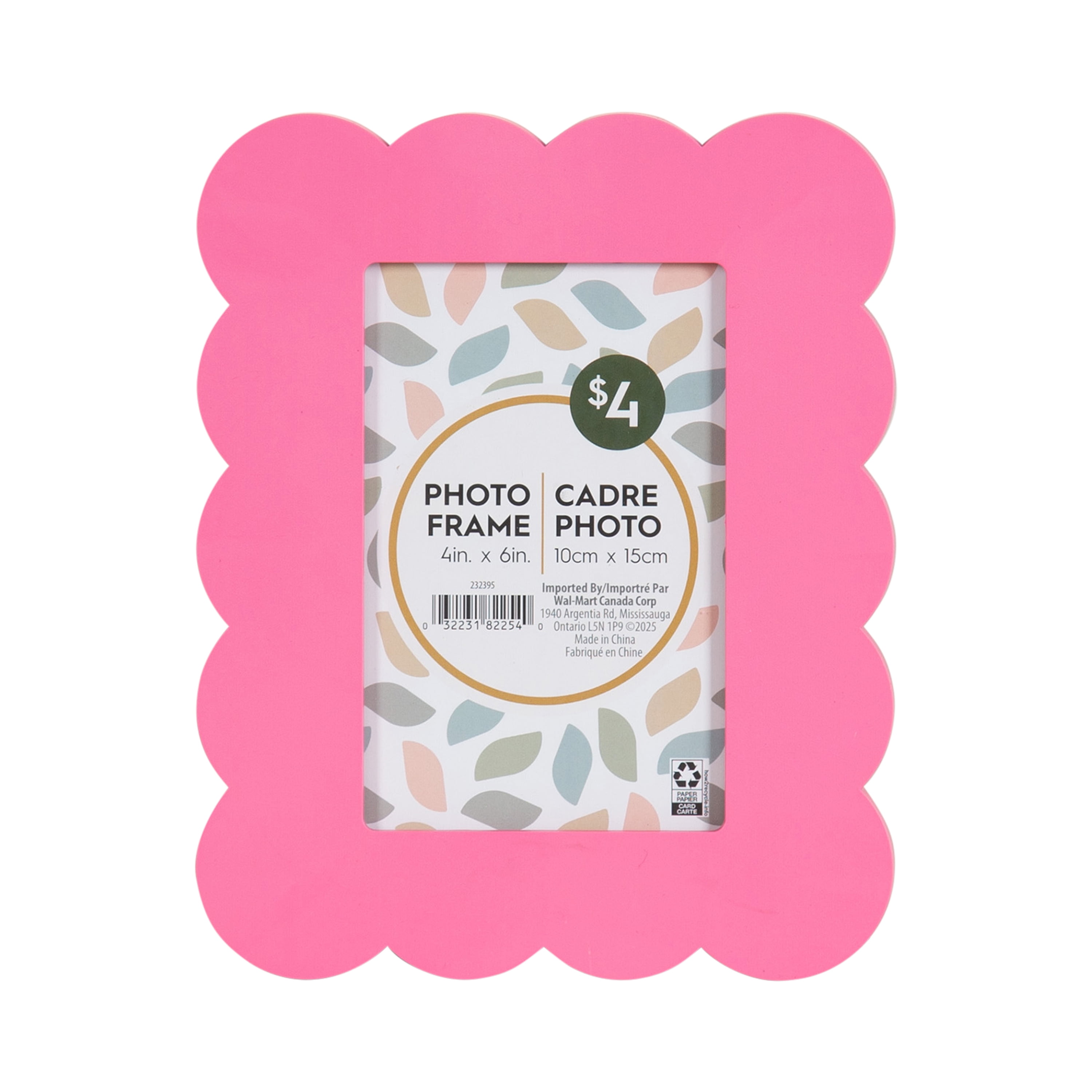 DesignOvation Scalloped 4" x 6" Pink Decorative Tabletop Picture Frame