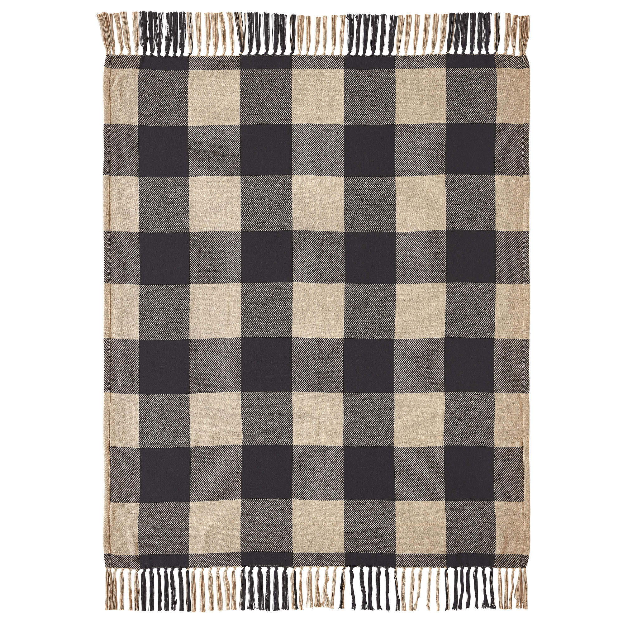 VHC Brands Black Check Star Woven Throw 50x60, Bedroom and Living Room Decor, Blanket, Cotton, Black Check Star Collection, Rectangle 60x50, Country Black