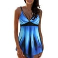 thumbnail image 5 of WREESH Womens Swim Dress Tankini Swimsuits Conservative Print Strappy Back Set Two Piece Swimsuits Swimdress Beach Bathing Suit Blue, 5 of 9