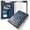 Blue, variant on Embossed Floral PU Leather A4 Zippered Portfolio Organizer, 3 Ring Binder Business Padfolio with Writing Notepad, fits A4 Document and 9.7" Tablet, Professional Pad Case for Office Meeting