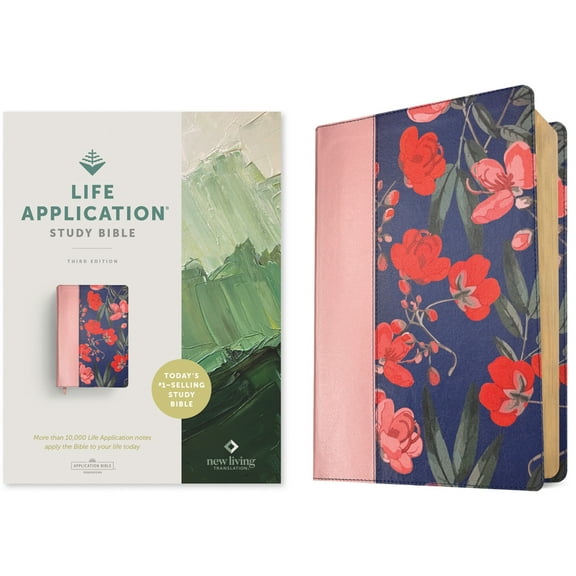 NLT Life Application Study Bible, Third Edition (Leatherlike, Pink Evening Bloom, Red Letter) (Hardcover)