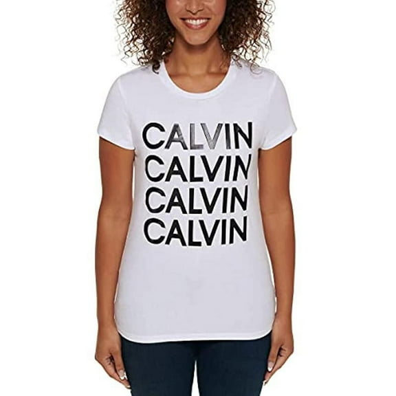 Calvin Klein Jeans Women's Logo Tee (White, X-Small)