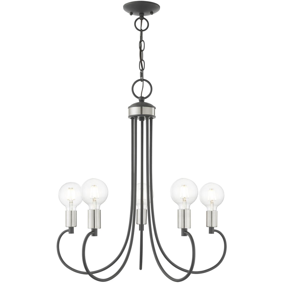 5 Light Scandinavian Gray Chandelier with Steel base material