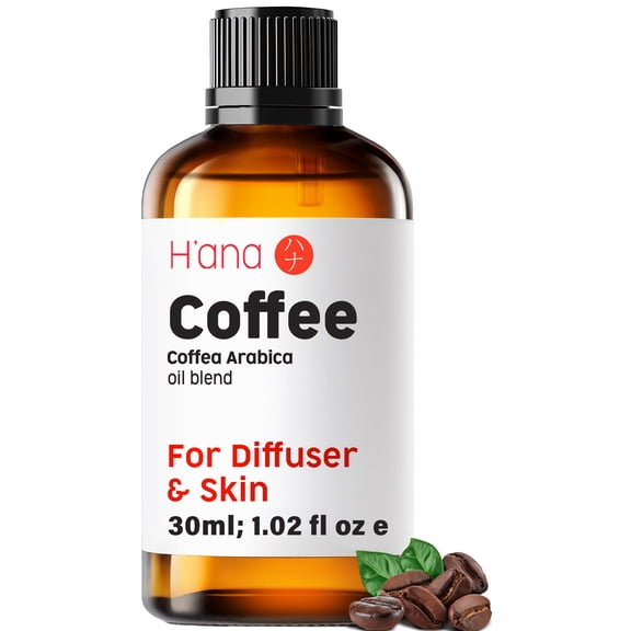 H'ana Coffee Essential Oil - 1.02 Fl Oz - Rich Roasted Coffee Aroma for Diffuser & Aromatherapy - for DIY Candles, Soap Making, Hair & Skin