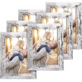 Distressed White 5x7 Picture Frames Set of 6 Farmhouse Photo Collage