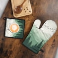thumbnail image 5 of Misty Forest Landscape Kitchen Oven Mitt and Pot Holder Sets 2 Pcs for Baking, Cooking and Grilling, Heat Resistant Up To 392 °F, 5 of 7
