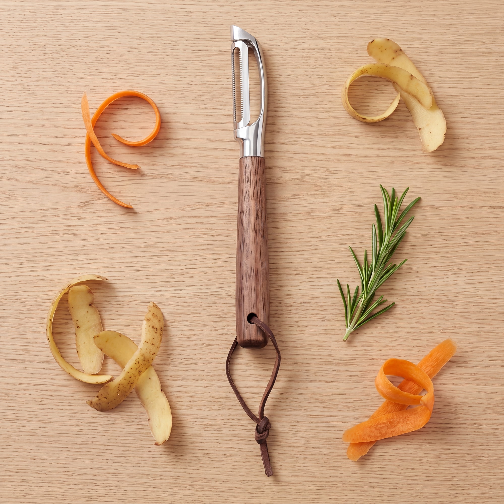 Unique Bargains Wood Vegetable Peeler, Durable Potato Peeler with Ergonomic Handle Walnut-Serrated 7.1"x0.8"