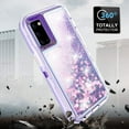 thumbnail image 5 of Compatible with Samsung Galaxy Note 20 5G Phone Case Tempered Glass Screen Protector Bling Liquid Glitter Clear Hybrid Shockproof TPU Military Grade Protective Heavy Duty Cell Cover Women Purple, 5 of 6