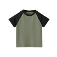 thumbnail image 3 of Toddler Boy Shirts 2t Crewneck Color Block T Shirt Top Comfortable & Soft Loose Fit Tops Tee Clothes for Children,Army Green,9-10 Years, 3 of 4
