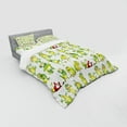 thumbnail image 2 of Ambesonne Cartoon Bedding Set 4 Pcs, Frogs Different Poses, Queen, Green Yellow Red, 2 of 2