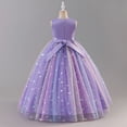 thumbnail image 4 of IDOPIP Sequin Flower Girl Lace Dress for Kids Wedding Pageant Formal Party Long Gown Princess Communion Tulle Dresses 5-6 Years Purple Sequin Butterfly, 4 of 10