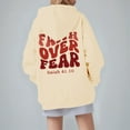 thumbnail image 5 of MuXi Women's Oversized Letter Print Hoodie Soft Pullover Sweatshirt Casual Loose Fit Comfortable Daily Wear (Khaki,M), 5 of 6
