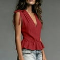 thumbnail image 5 of Favoffer Women's Linen Peplum Blouse V Neck Sleeveless Shoulder Tie Relaxed Fit Summer Daily Vacation Leisure Casual Shirt, 5 of 6