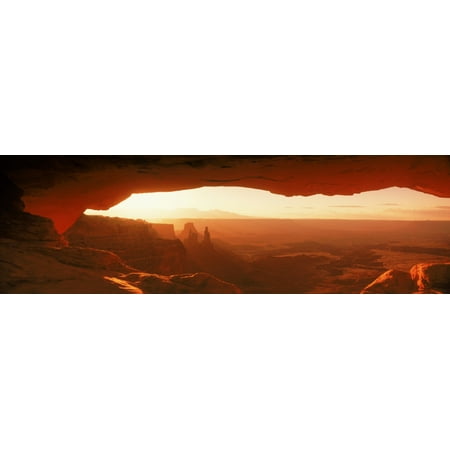 View of Mesa arch in Canyonlands national Park Utah USA Stretched Canvas - Panoramic Images (27 x