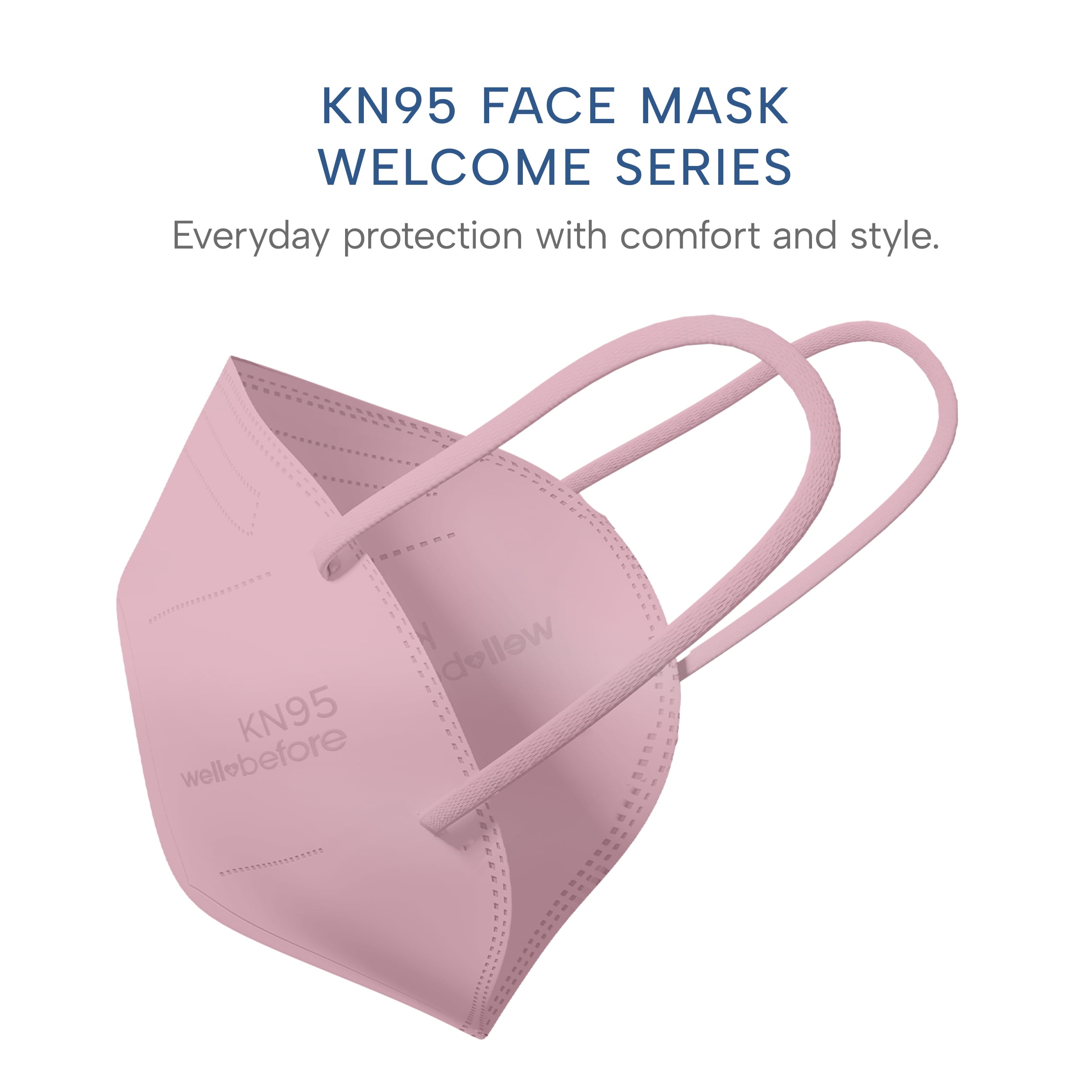 WellBefore Welcome Series KN95 Face Mask, Pink, Medium, Pack of 50
