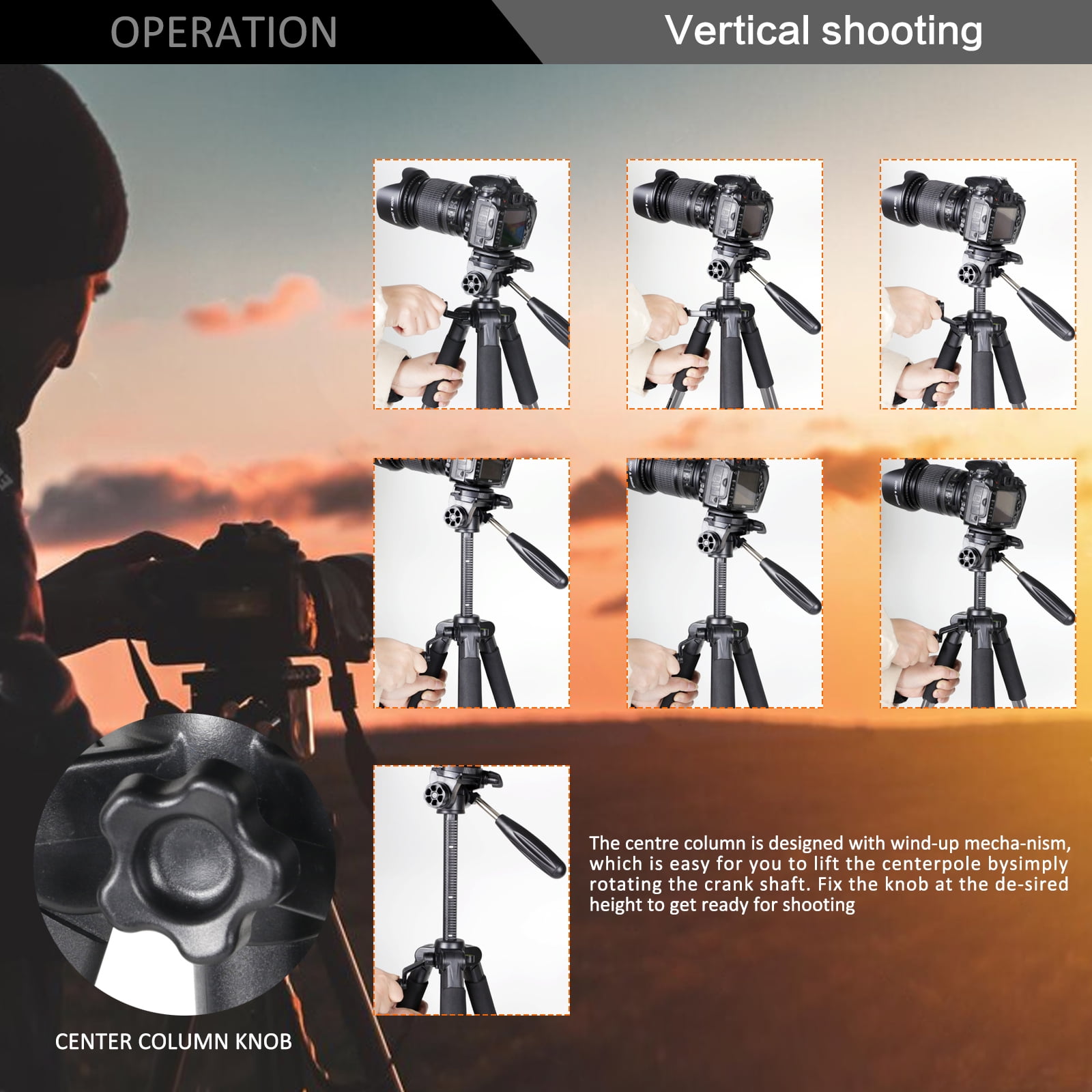 ZOMEI 55 "camera tripod with travel bag, professional aluminum portable tripod stand with phone tripod stand and 1/4" screw for phone/camera/projector/DSLR/DSLR camera