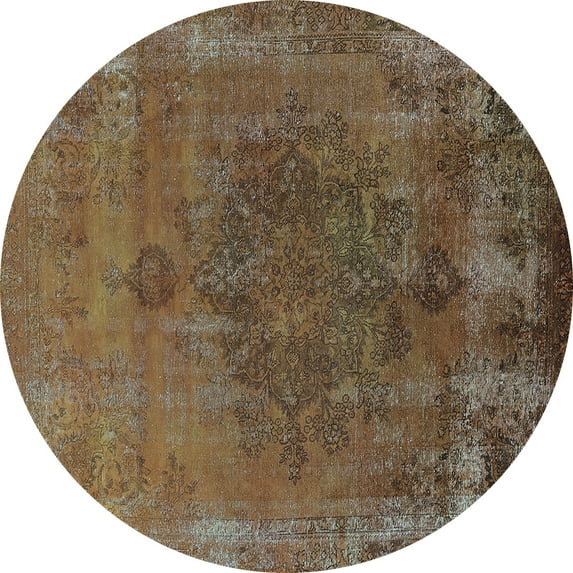 Ahgly Company Indoor Round Oriental Light Blue Industrial Area Rugs, 8' Round